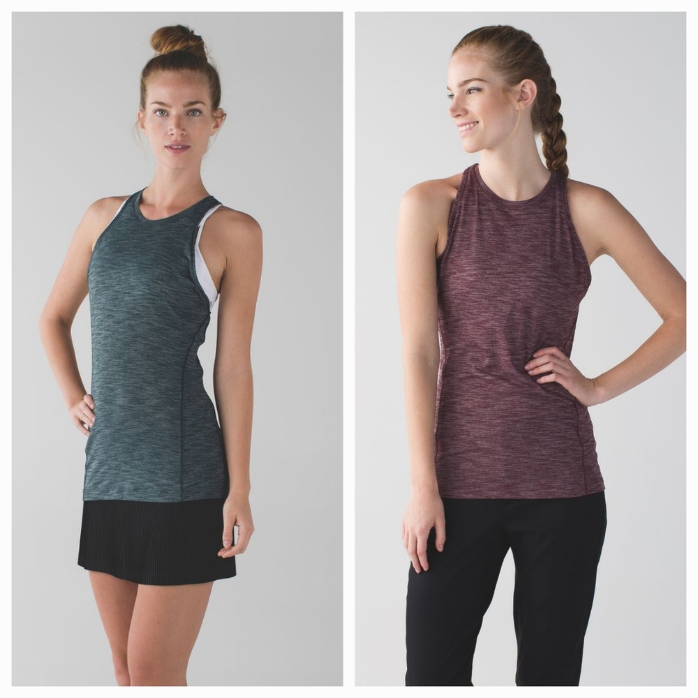 (Two) Lululemon &go Everywhere Racerback Tank Tops Green Bordeaux Burgundy 6